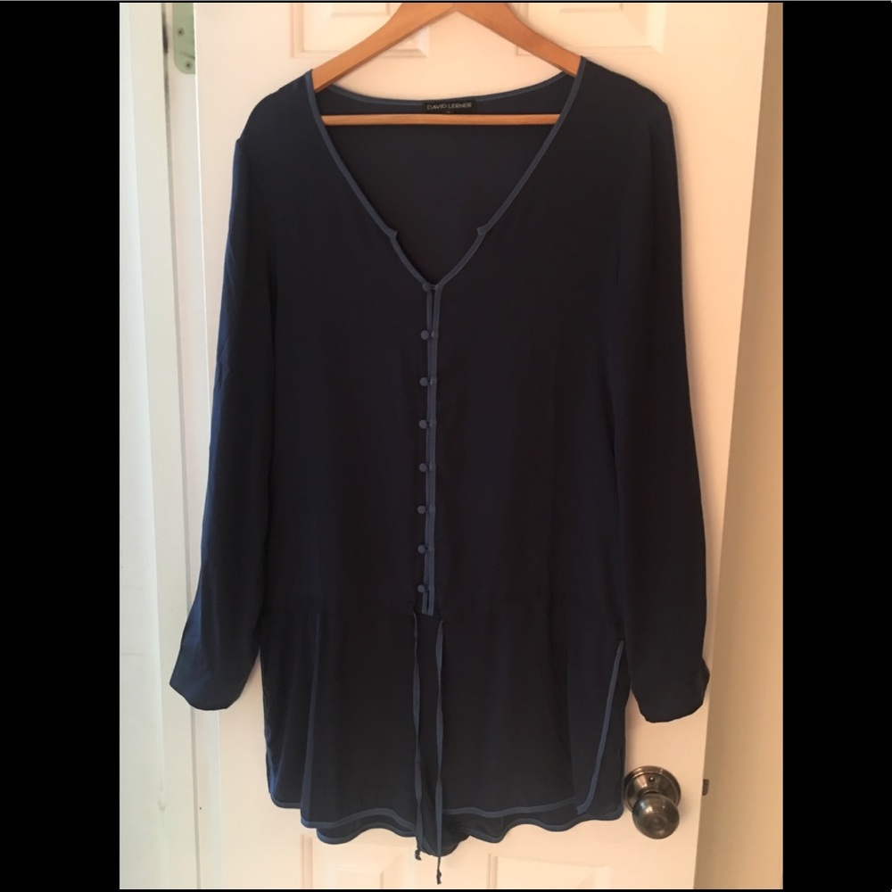 Silk David Lerner navy romper